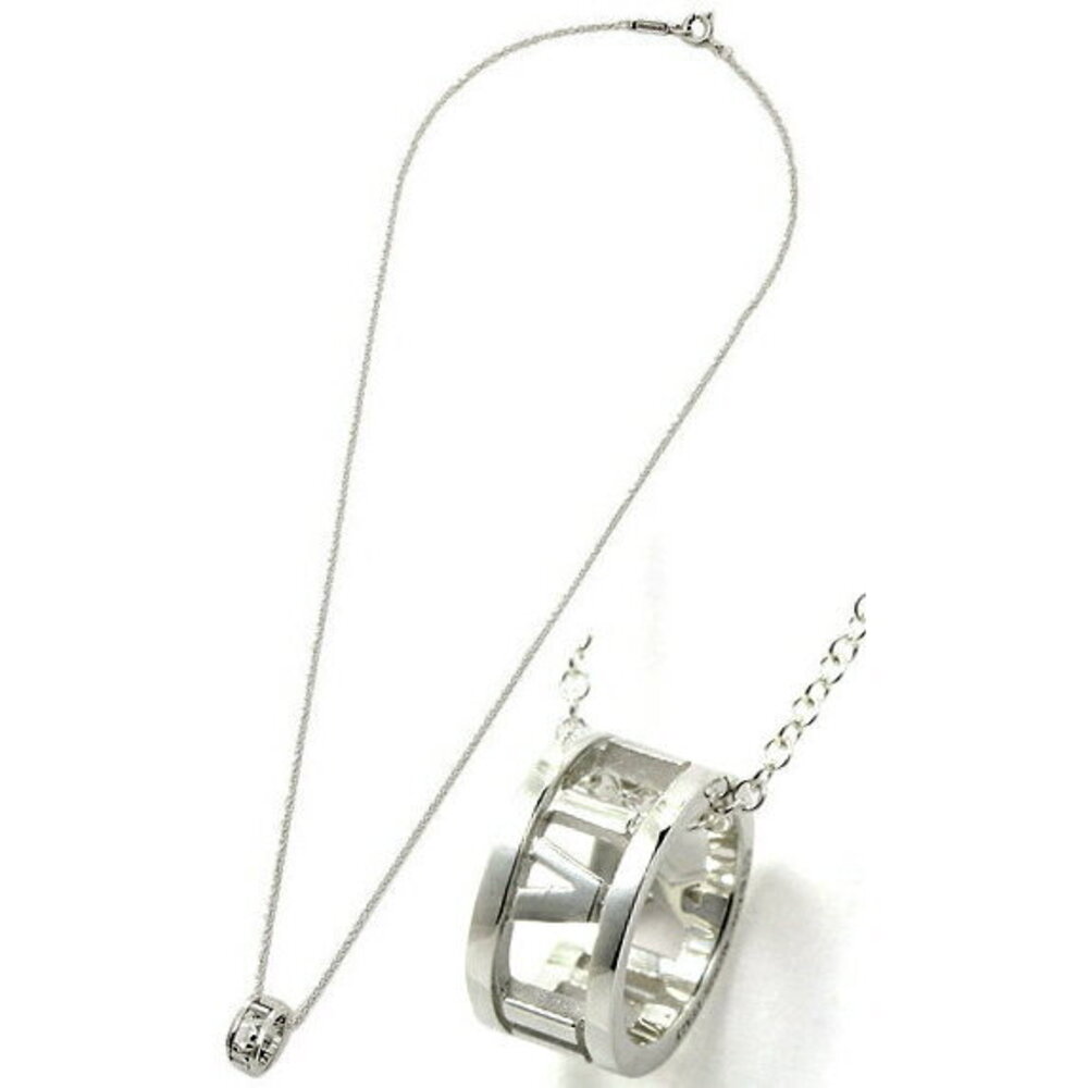 Tiffany & Co Atlas Top Ring Pendant Open Pendant Necklace Roman Numeral Chain